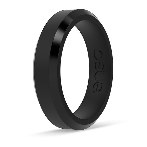 Bevel Thin Silicone Ring - Obsidian