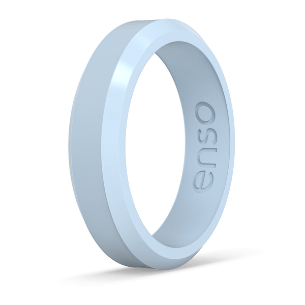 Bevel Thin Silicone Ring - Sky Blue