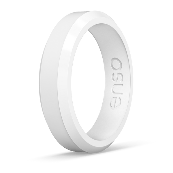 Bevel Thin Silicone Ring - White