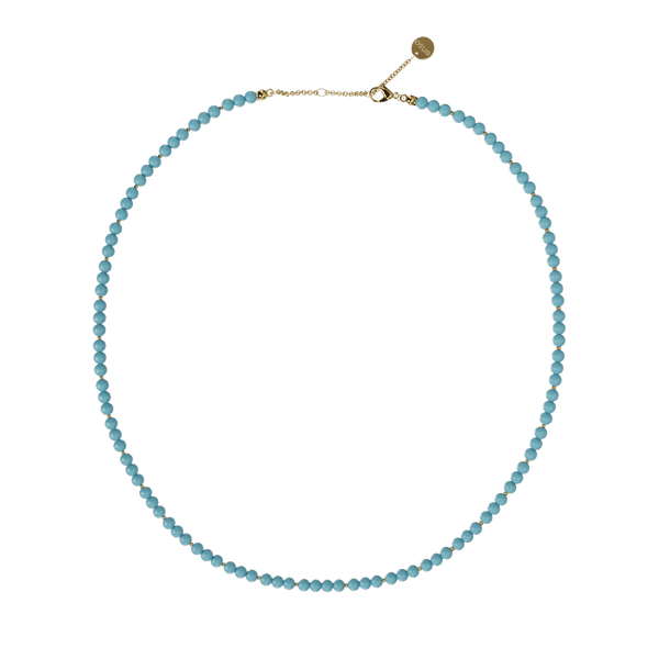 4mm Beaded Choker - Cyan & Gold
