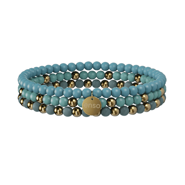 4mm Beaded Stretch Bracelet - Blue Stack