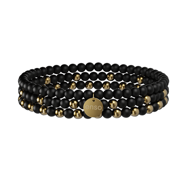 4mm Beaded Stretch Bracelet - Black Stack