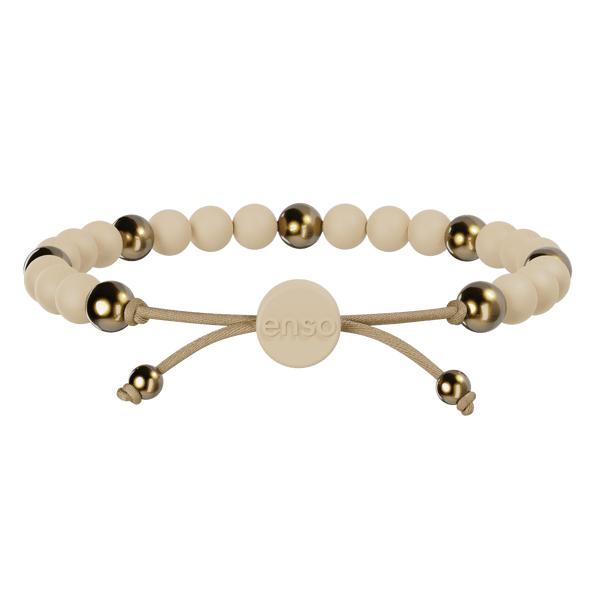 6mm Beaded Bracelet - Champagne & Gold