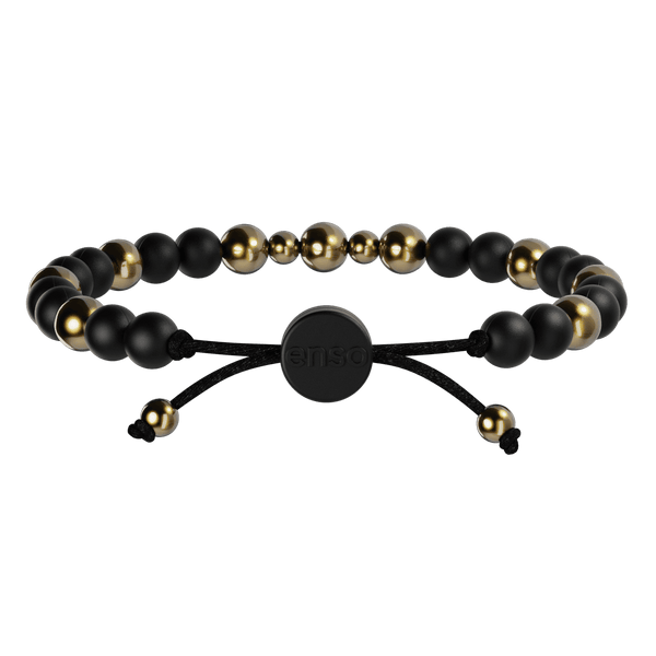 6mm Beaded Bracelet - Obsidian & Gold