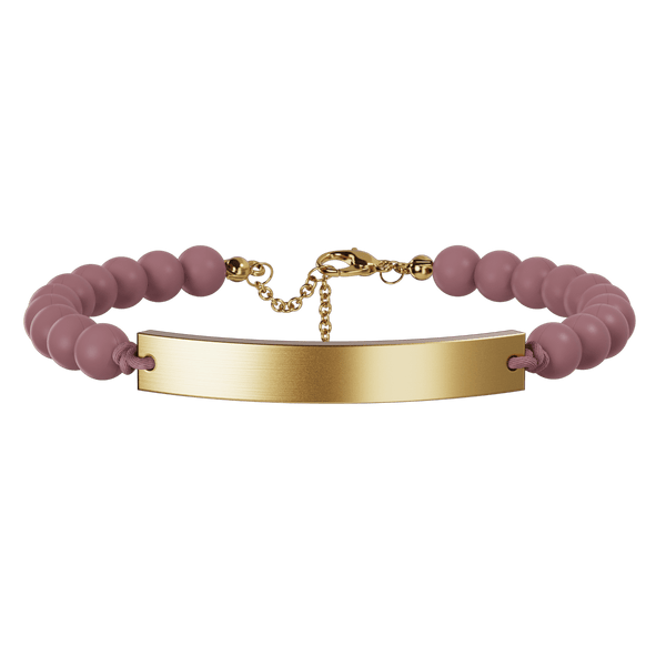 6mm Beaded Bar Bracelet - Peony & Gold