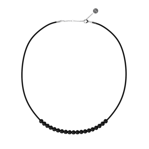 6mm Cord Beaded Choker - Obsidian