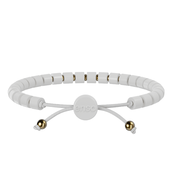 Heishi Beaded Bracelet - White & Gold