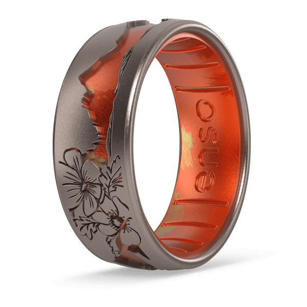 Etched Nature Silicone Ring - Blooming Peaks