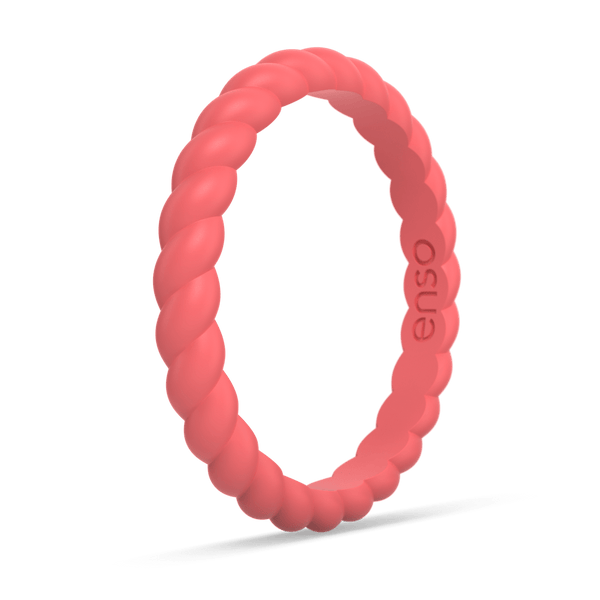 Braided Stackable Silicone Ring - Coral