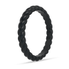 Braided Stackable Silicone Ring - Metallic Black