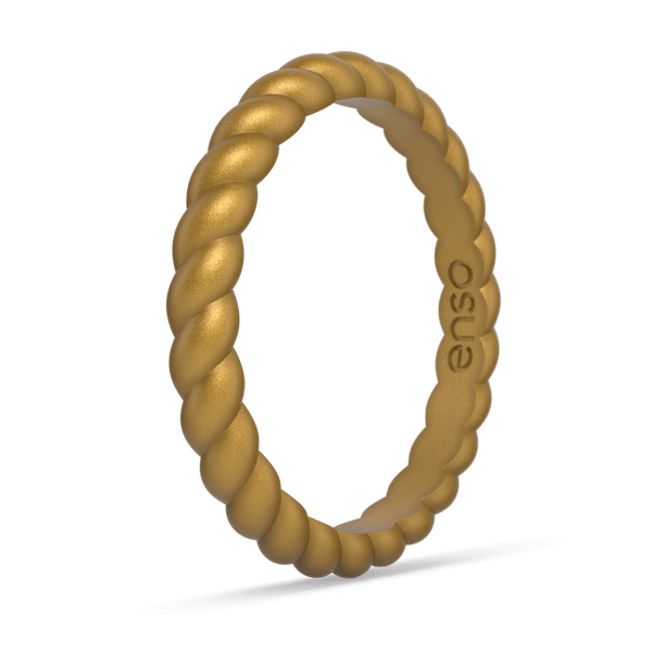 Braided Stackable Silicone Ring - Metallic Gold