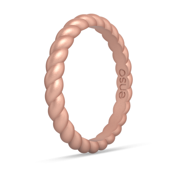 Braided Stackable Silicone Ring - Metallic Rose Gold