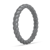 Braided Stackable Silicone Ring - Metallic Silver