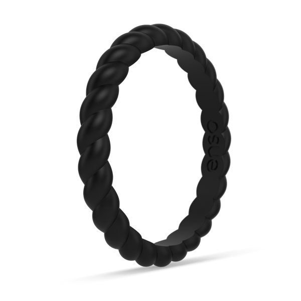 Braided Stackable Silicone Ring - Obsidian