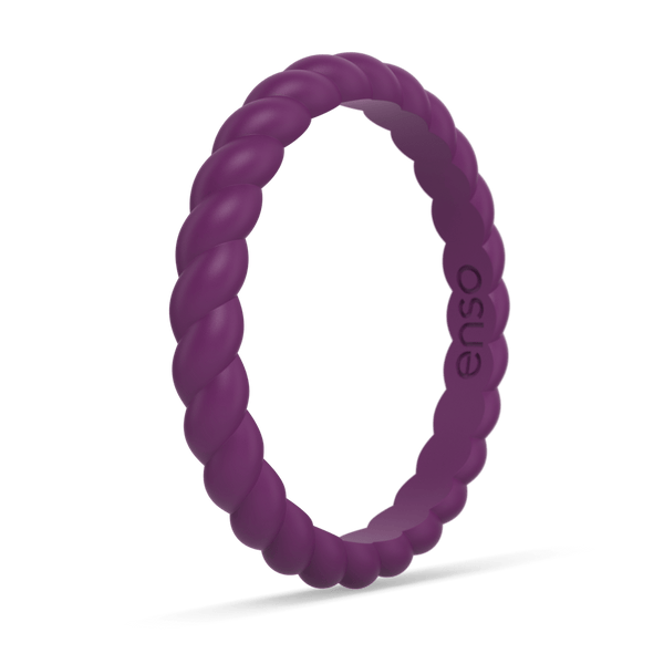Braided Stackable Silicone Ring - Plum